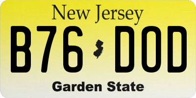 NJ license plate B76DOD