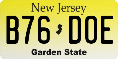 NJ license plate B76DOE