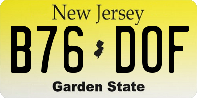 NJ license plate B76DOF