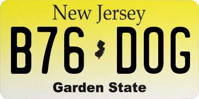 NJ license plate B76DOG