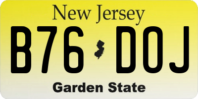 NJ license plate B76DOJ