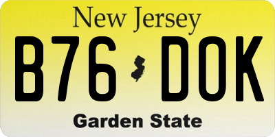 NJ license plate B76DOK