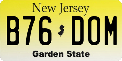 NJ license plate B76DOM