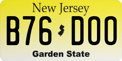 NJ license plate B76DOO