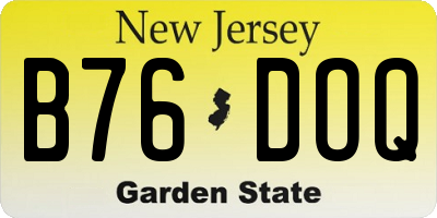 NJ license plate B76DOQ