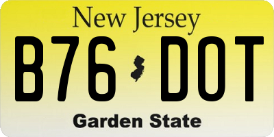 NJ license plate B76DOT