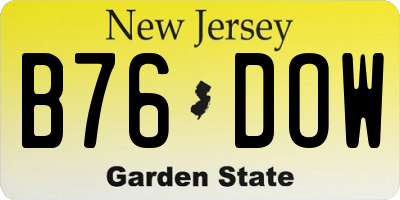 NJ license plate B76DOW