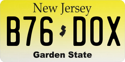 NJ license plate B76DOX