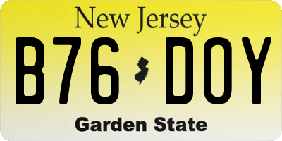 NJ license plate B76DOY