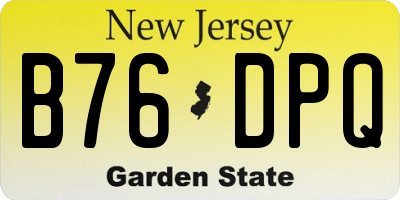 NJ license plate B76DPQ