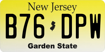 NJ license plate B76DPW