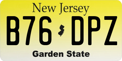 NJ license plate B76DPZ