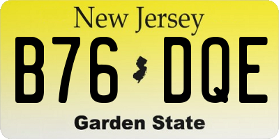NJ license plate B76DQE
