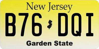 NJ license plate B76DQI