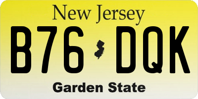 NJ license plate B76DQK