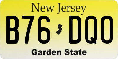 NJ license plate B76DQO