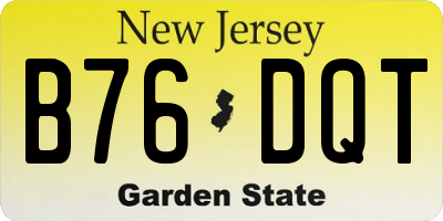 NJ license plate B76DQT