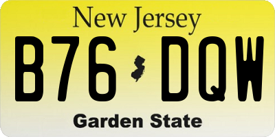 NJ license plate B76DQW