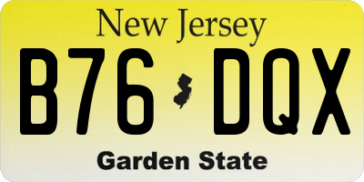 NJ license plate B76DQX