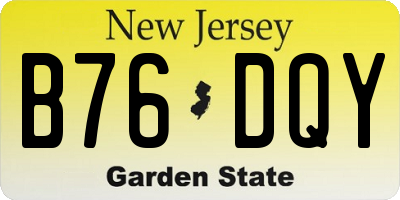 NJ license plate B76DQY