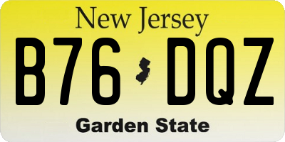 NJ license plate B76DQZ