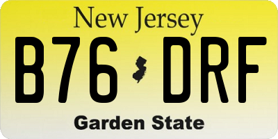 NJ license plate B76DRF