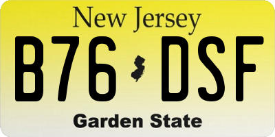 NJ license plate B76DSF