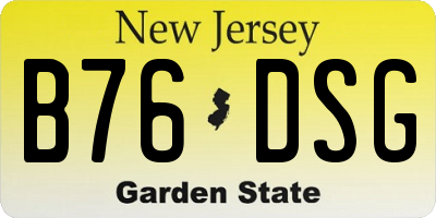 NJ license plate B76DSG