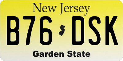 NJ license plate B76DSK