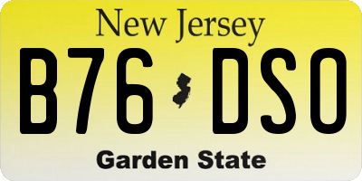 NJ license plate B76DSO