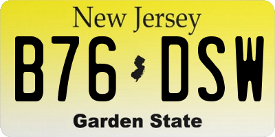 NJ license plate B76DSW