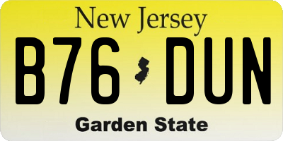 NJ license plate B76DUN