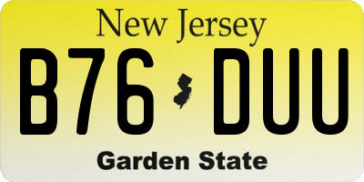 NJ license plate B76DUU