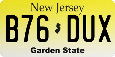 NJ license plate B76DUX
