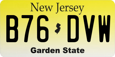 NJ license plate B76DVW