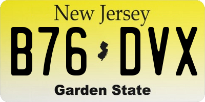 NJ license plate B76DVX