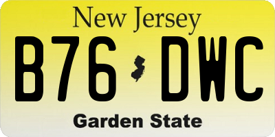 NJ license plate B76DWC