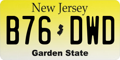 NJ license plate B76DWD