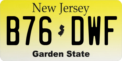 NJ license plate B76DWF