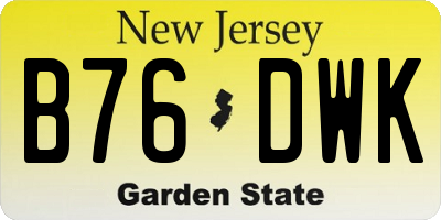 NJ license plate B76DWK