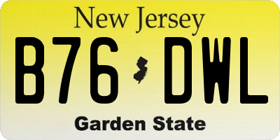 NJ license plate B76DWL