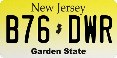 NJ license plate B76DWR