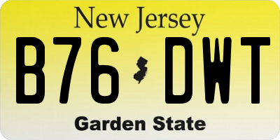 NJ license plate B76DWT