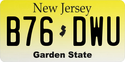 NJ license plate B76DWU
