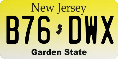 NJ license plate B76DWX