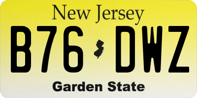 NJ license plate B76DWZ