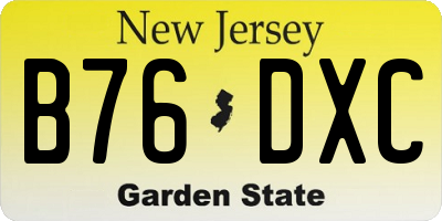 NJ license plate B76DXC