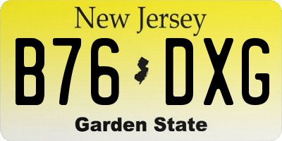 NJ license plate B76DXG