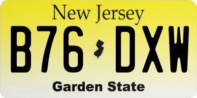 NJ license plate B76DXW