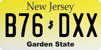 NJ license plate B76DXX